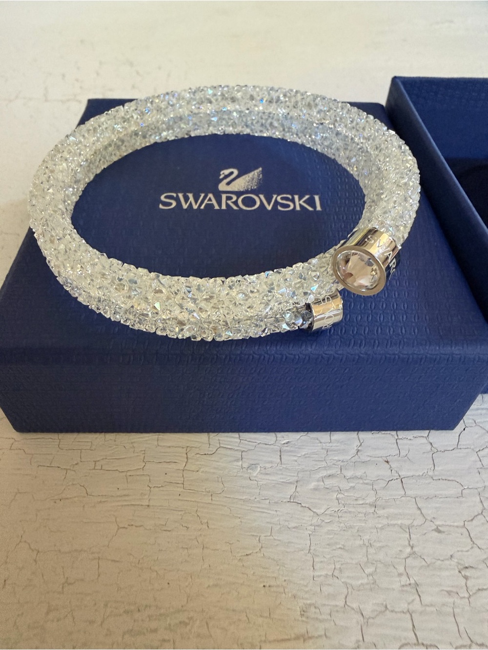 Swarovski Crystaldust Cuff Bracelet, White Crystal, with Box